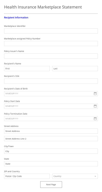 Free Forms Health Insurance Marketplace Statement