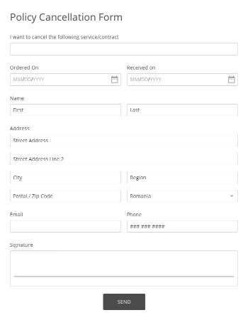 Free Forms Policy Cancellation Form